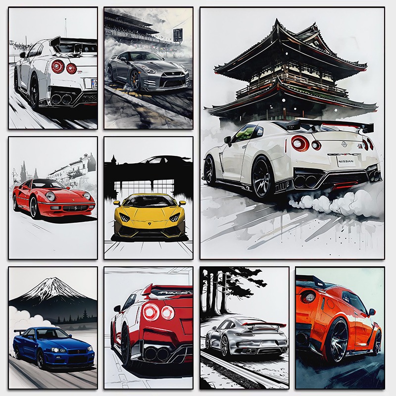 Japanese Car Lifestyle - Japon Tarzı Supercar Duvar sanat posterleri